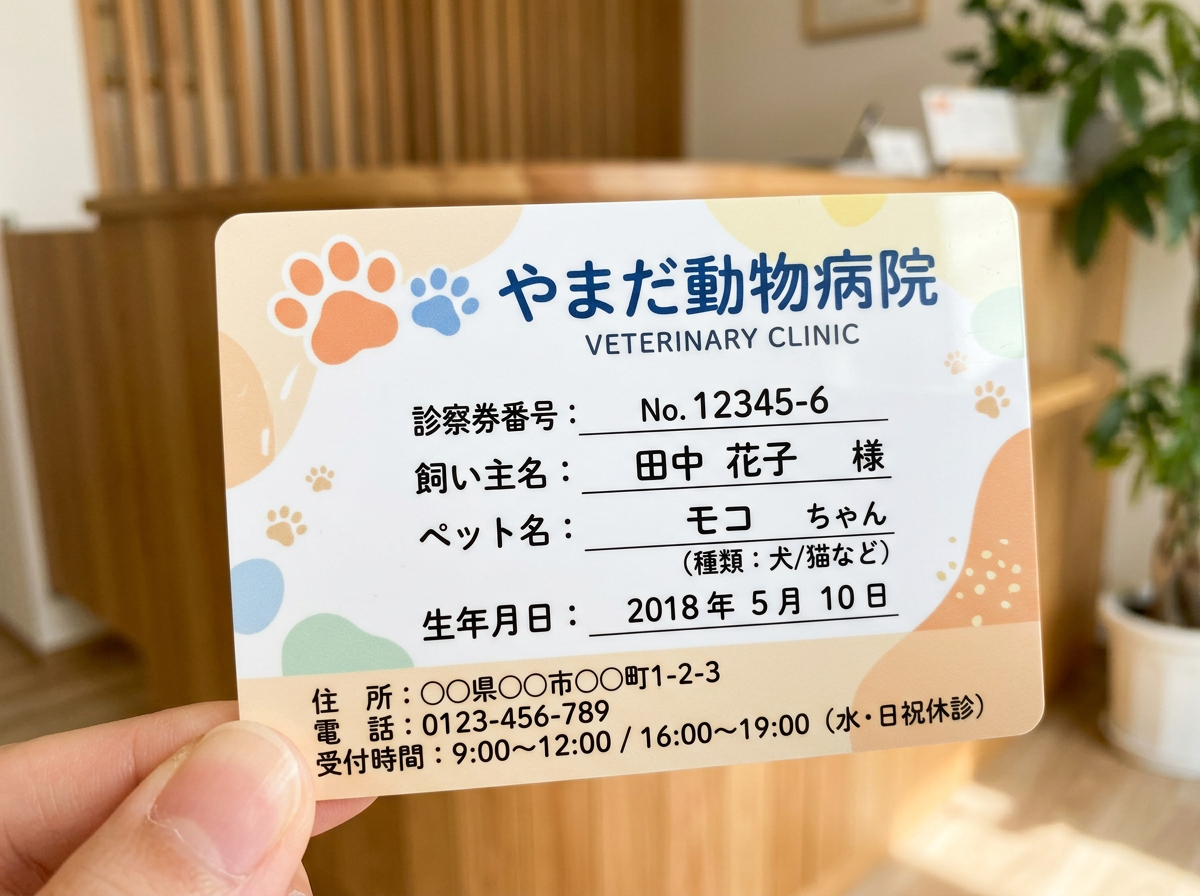動物病院向け診察券のデザイン例