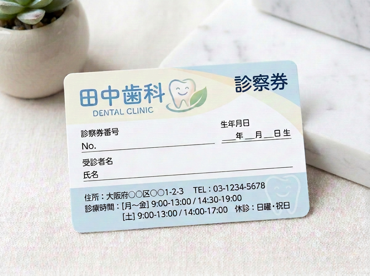 歯科医院向け診察券のデザイン例