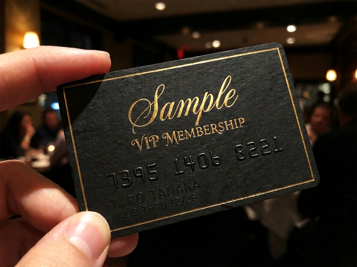 高級レストラン・料亭向けVIPカードのデザイン例